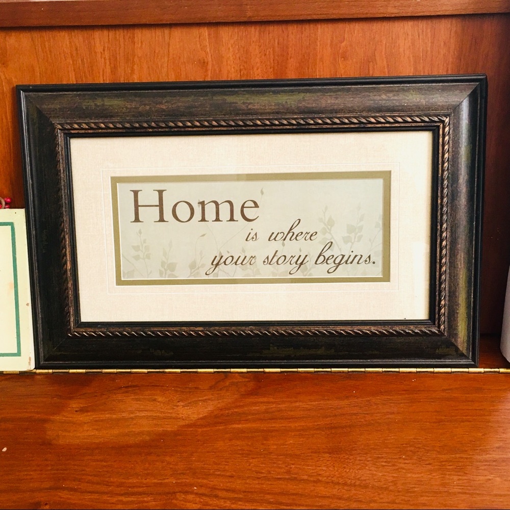 Home family story begins decor gallery wall art Wood metal glass - door …